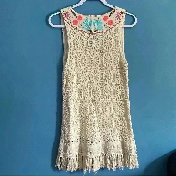 Anthropologie Embroidered Crochet Fringed Dress - Picture 7 of 8